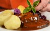 Food Photography: Norbert Millauer / Sauerbraten "Dresdner Art" mit Apfelrotkohl und Kartoffelklößen / Landgasthof Börnchen